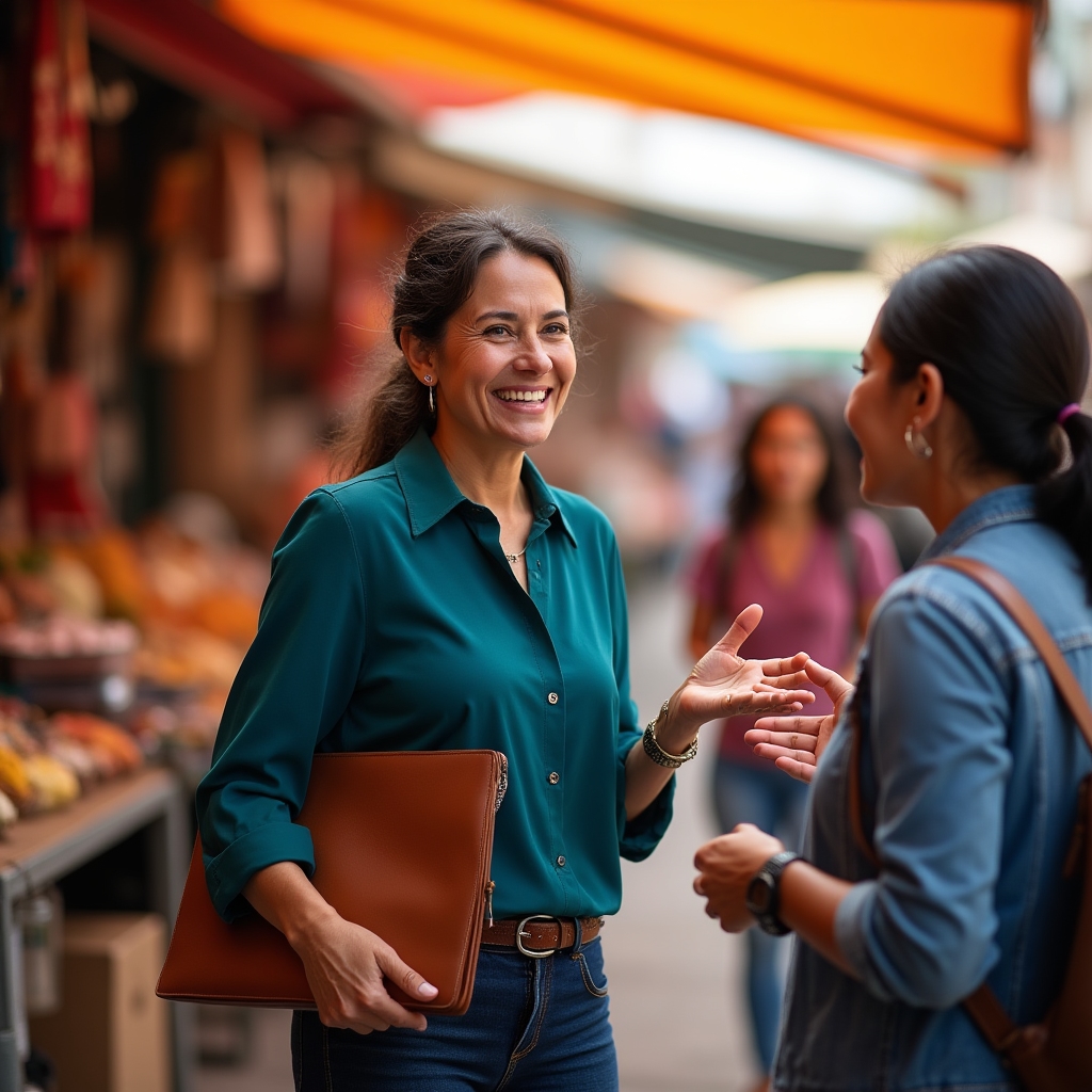 Community outreach coordinator connecting with local entrepreneurs
